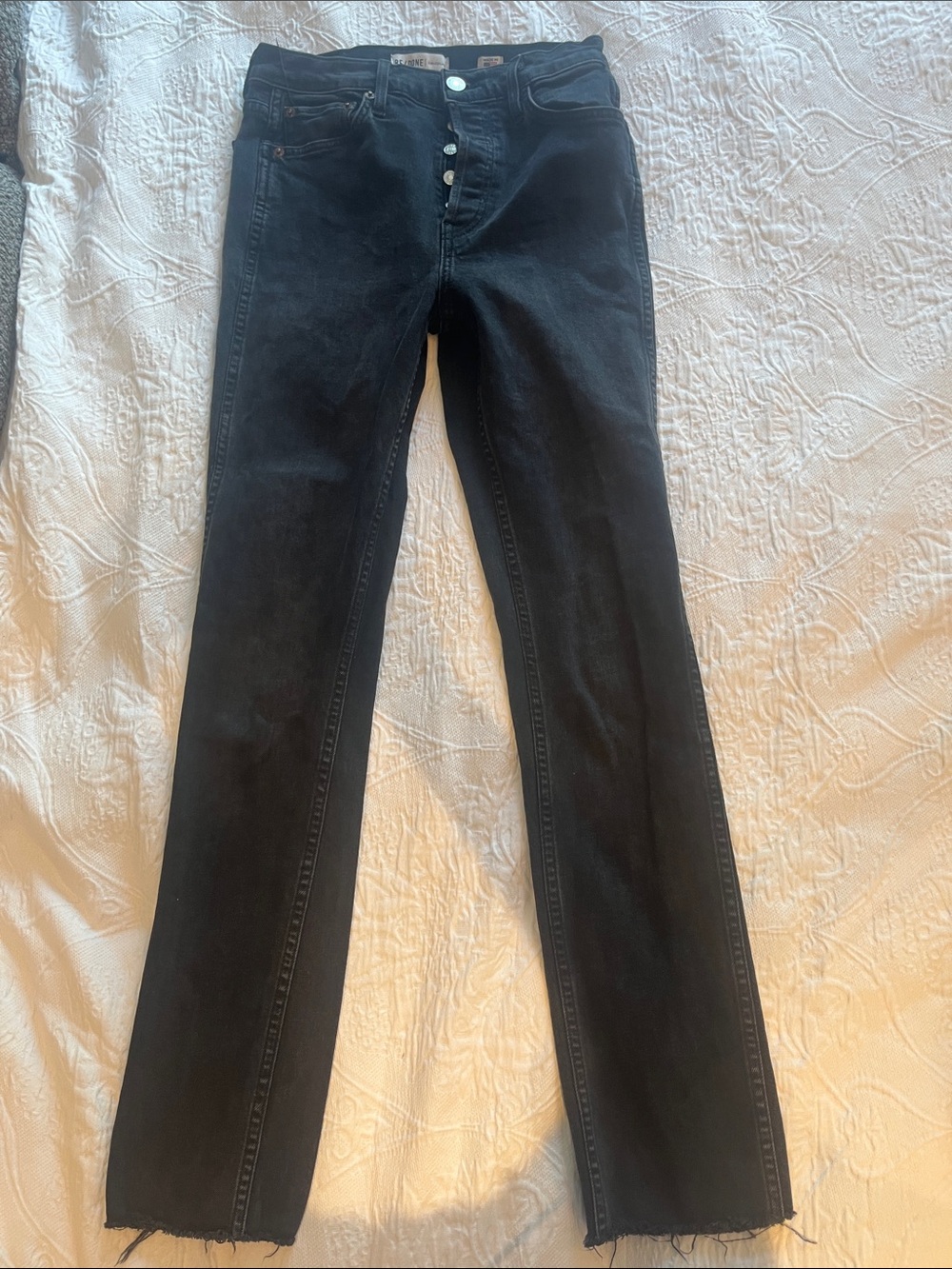 Re/Done Black Straight-Leg Jeans with Button Fly